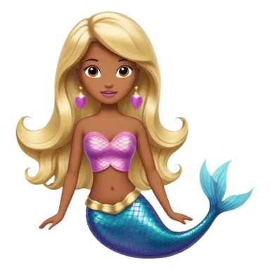 Brown skin blonde hair barbie mermaid  sticker