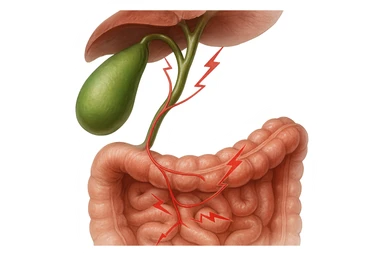 CISTIFELLEA E INTESTINO SONO COLLEGATI NEL DOLORE, iperrealistico 4k sticker
