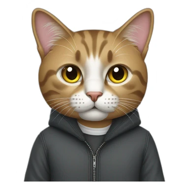 A cat wearing clothes like Steve Jobs sticker