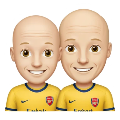 Arsenal fan happy with Brøndby fan. Both bald men sticker