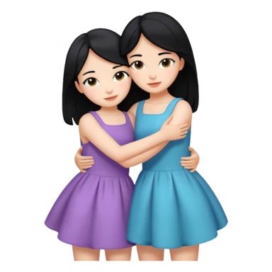 Two girls with black hair hugging each other sticker
