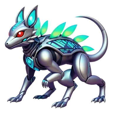  exotic tropical iridescent cyber-Protogen-Fakémon-Pokémon-Vernid-creature sticker