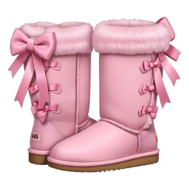 realistic pastel pink uggs with bows on the back sticker