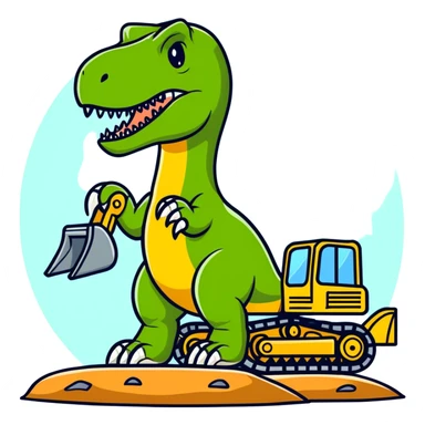 A T. rex with a excavator in its hands sticker