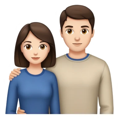 Brunette woman and brunette man standing together sticker