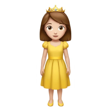 Princess daisy yelllow dress standing with brown hair sticker