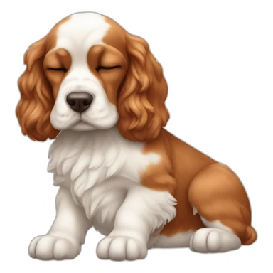 American cocker red and white, sleeping sticker