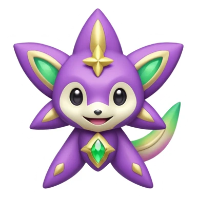 Elemental shimmering lucky charming starry smiling cute Jirachi-Dragalge-Hawlucha-Pokémon-Fakémon-hybrid-creature sticker