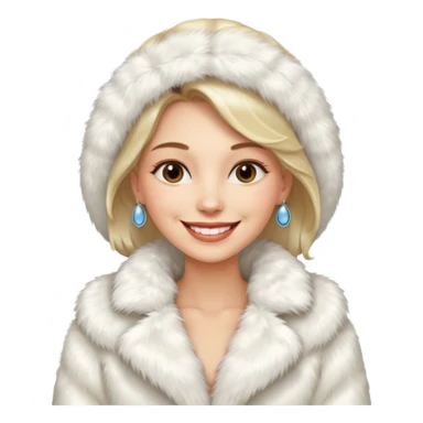 luxary white fur coat woman sticker