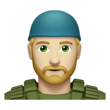 ukrainian military blonde man with a beard with green eyes with blue viking paint on the face  sticker