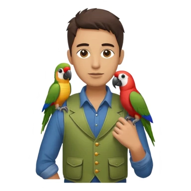 Walker + parrot on shoulder, Pet Walkers, Full body. sticker