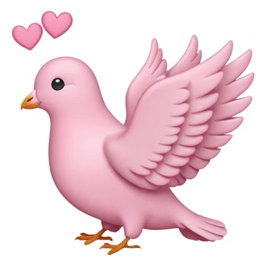 a minimalist emoji of a pink peace dove with pink hearts around it sticker