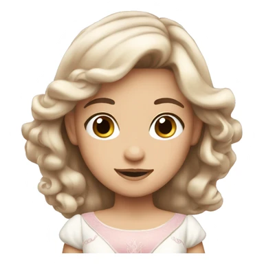 pretty pink white princess with brown hair sticker