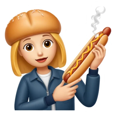 Hotdog held between 2 fingers like a cigarette  sticker