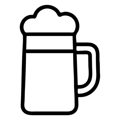 white kvass, mug with foam, traditional Russian drink, transparent background, minimalism icon sticker