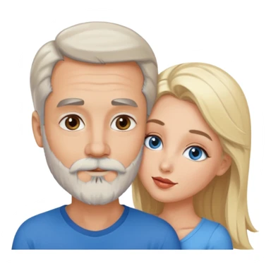 Man with hazel eyes and gray beard kissing sexy  blonde blue-eyed  woman sticker