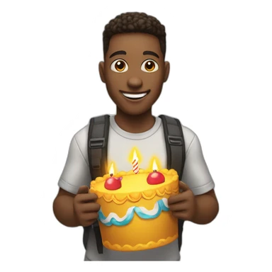 Student holding a sign that says "Happy Birthday KNUKIM"  sticker