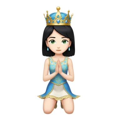 King, standing, black Hair, blue eyes, female Servoamt, blonde, green eyes, shott white sleveless Dress, kneeling, background palace sticker