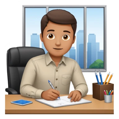 Man in work office sticker