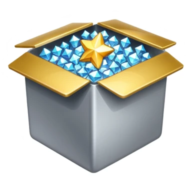 emoji of open box with sparkles inside sticker
