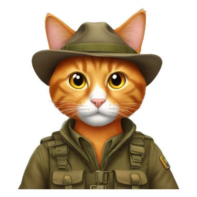 Orange cat in hunting attire  sticker