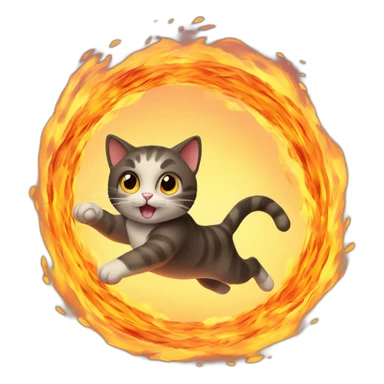 Cat jumping through fire hoop sticker