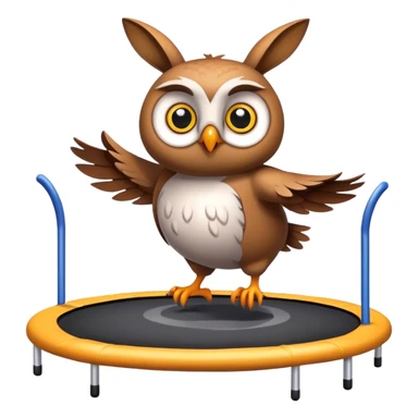 Owl on trampoline with rabbit sticker