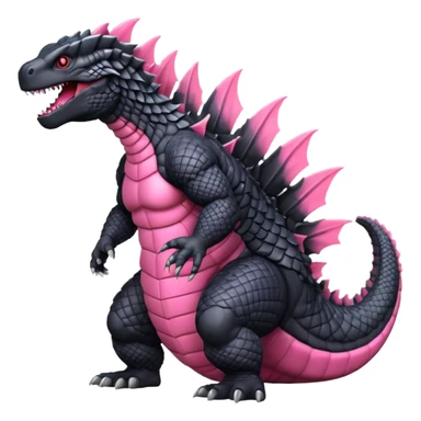 Godzilla Evolved pink plates black scales city backround sticker