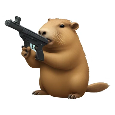 Capybara helpfully shooting sticker