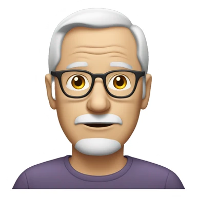 old white man with glasses, no moustache, slightly plum, wearing a plain grey shirt sticker