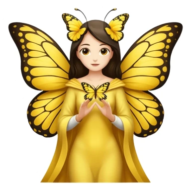 nature spirit woman dressed as butterfly herald yellow, wing sleeves spread  sticker