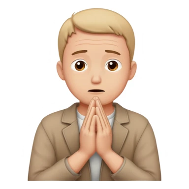 anxious man with hands clasped together in prayer position with worried expression sticker