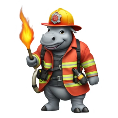 Rhinoceros firefighter sticker