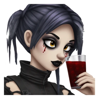 Cool goth girl drinking blood sticker