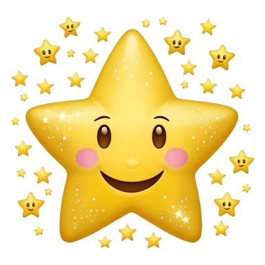 Star with a smiley face surrounded with little stars sticker