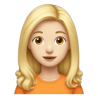 Girl blonde long hair with a orange and white cat sticker