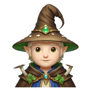 mushroom wizard portrait, head and shoulders only, glowing spores, leafy cloak collar, magical eyes, cute fantasy style, 3D cartoon, mobile game icon style, clean background, no text, no watermark

 sticker