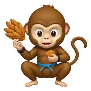 Ninja monkey sitting  eating fried chicken  sticker