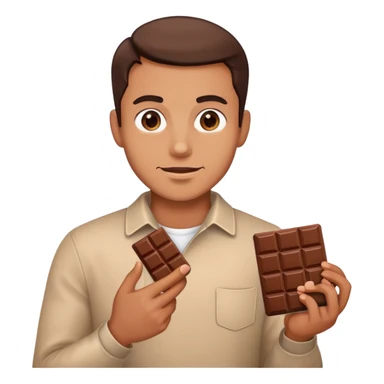 Man with chocolate sticker
