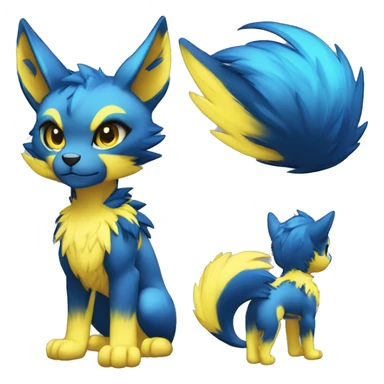 Anthro-Edgy-Cool-Blue-Yellow-Contrast-Colors-Fantasy-Fur-Sona-Chibi-Shiny-Fakémon-Hybrid full body sticker