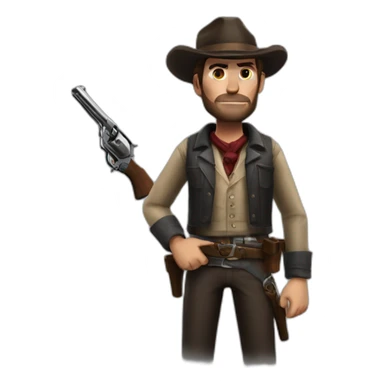 Arthur Morgan with revolver sticker