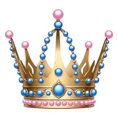 Round crown with blue and pink pearls  sticker