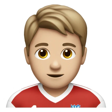 A white person with a England football jersey on dark brown neat hair who is a boy sticker