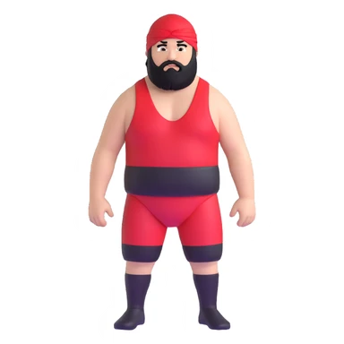 White skin fat guy with black durag, black beard, and black eyes in a red and black wrestling singlet sticker