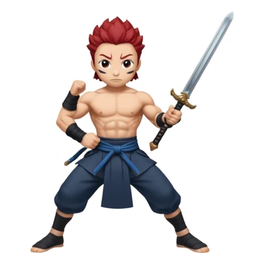 tangiro holding sword and a powerfull pose of standing sticker