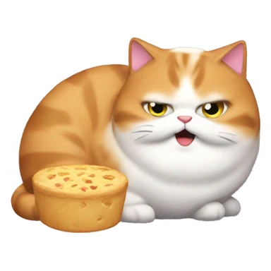 fat cat with food sticker