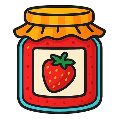 jar of strawberry jam, vibrant toon style sticker