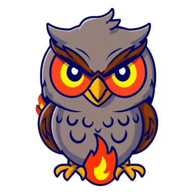 Angry Duolingo owl with fire around it sticker