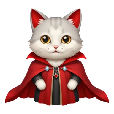 {
      "type": "object",
      "look": "cat in red collar cloak",
      "description": "a cute vampire cat wearing a red collar cloak"
    } sticker