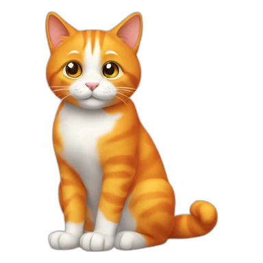 The orange cat is sitting and has raised its front paw sticker